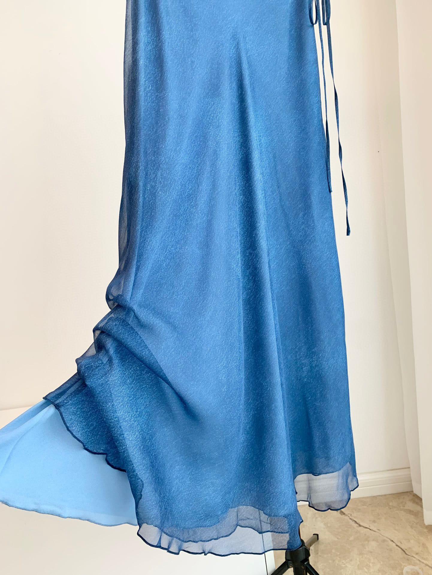 100% Silk blue vacation dress | EnerChic ™ - EnerChic