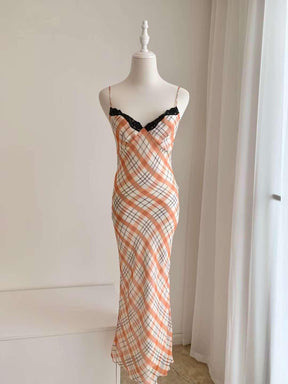 100% silk dress | THE KARLIE in Summer Check - EnerChic -