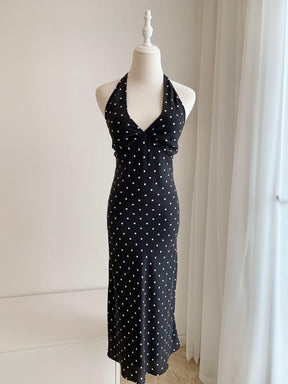Black vintage silk midi dress｜EnerChic ™ - EnerChic