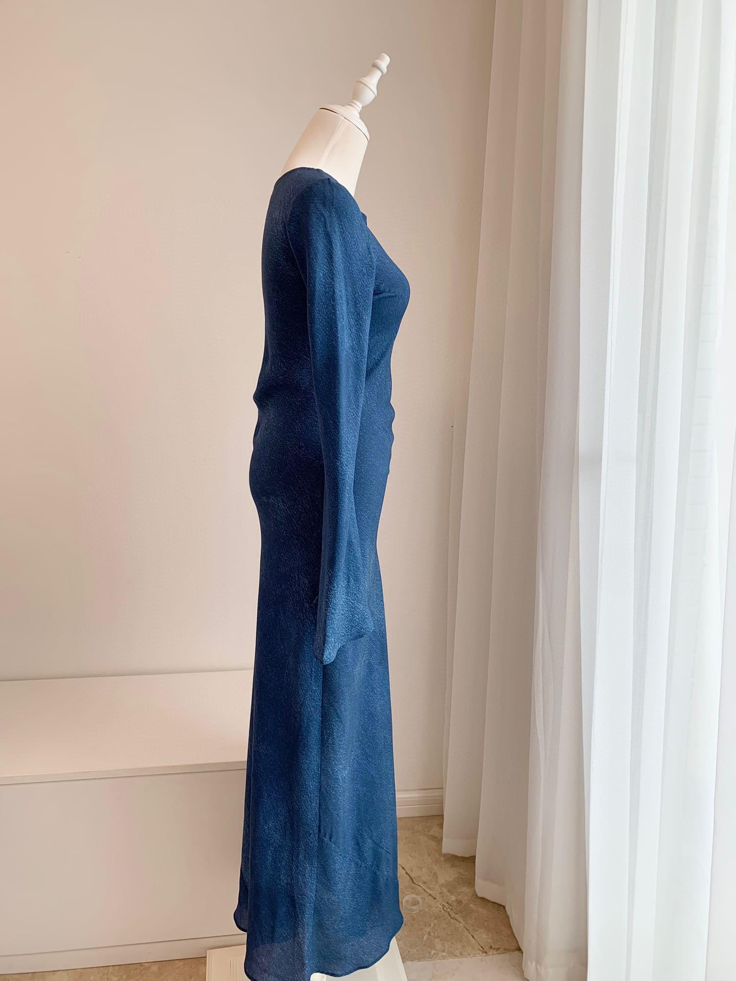 Blue Silk Maxi vacation dress | EnerChic ™ - EnerChic