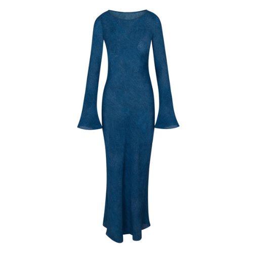 Blue Silk Maxi vacation dress | EnerChic ™ - EnerChic