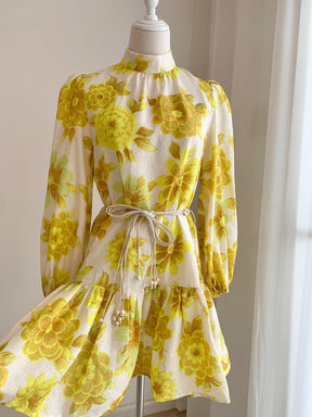 Sunny Blossom Linen Short vacation dress | EnerChic ™ - EnerChic
