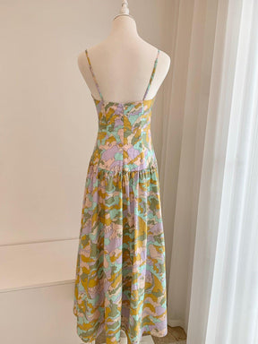 Sunshine Bloom Backless Linen Maxi Dress vacation | EnerChic ™ - EnerChic