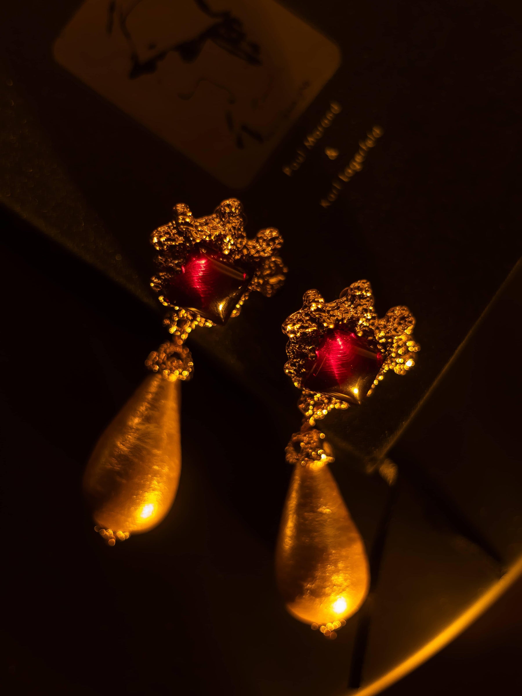 Vintage Ear Clip | Red Gemstone Earrings - EnerChic